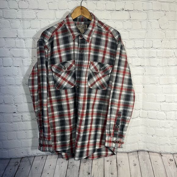 Duluth Trading Shirt Mens Large Burlyweight Flannel Plaid Long Sleeve Shirt L - Picture 1 of 6